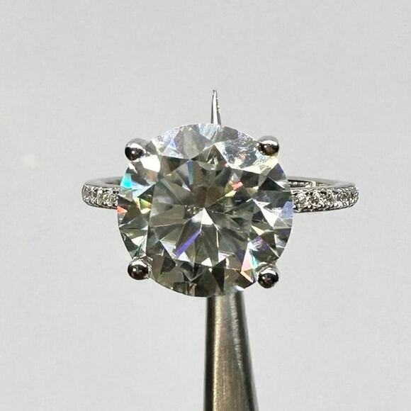 Moissanite Diamond Ring 3 Ct Engagement Wedding Round Cut Solitaire GRA Size 8 - Picture 1 of 11